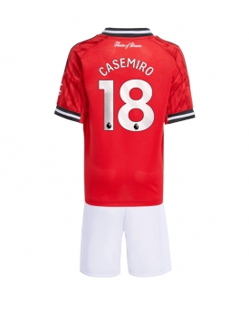 Billige Fotballdrakt Manchester United Casemiro #18 Replika Hjemmedraktsett Barn 2025-26 Kortermet (med bukser)